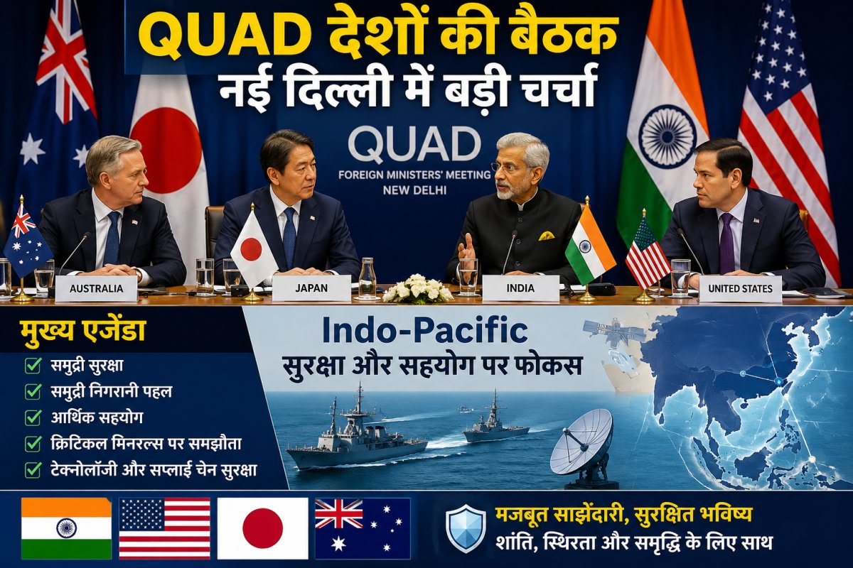 दिल्ली में QUAD देशों की बड़ी बैठक, Indo-Pacific सुरक्षा पर बना बड़ा प्लान