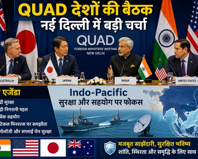 दिल्ली में QUAD देशों की बड़ी बैठक, Indo-Pacific सुरक्षा पर बना बड़ा प्लान